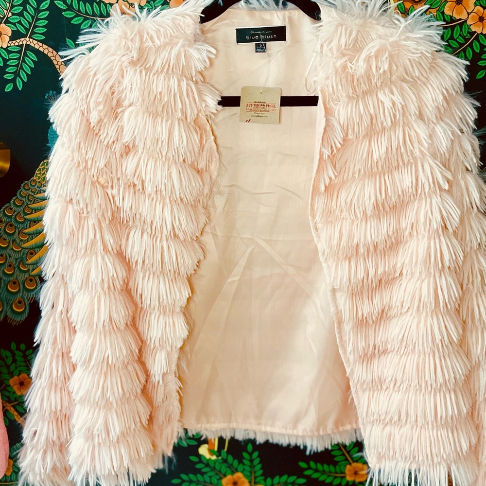 Blue Blush Beige Fringe Jacket